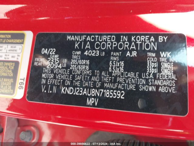 Photo 8 VIN: KNDJ23AU8N7185592 - KIA SOUL 