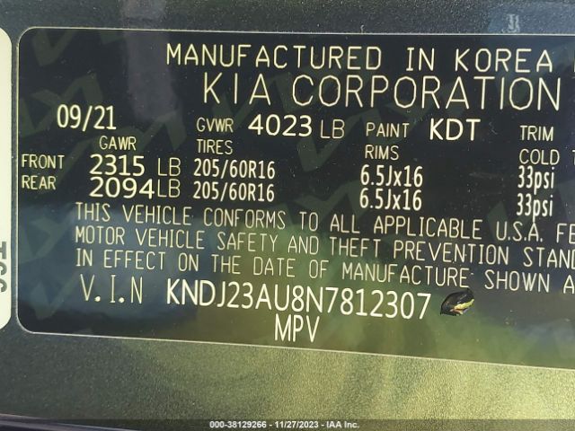 Photo 8 VIN: KNDJ23AU8N7812307 - KIA SOUL 