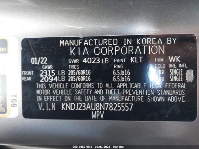 Photo 8 VIN: KNDJ23AU8N7825557 - KIA SOUL 