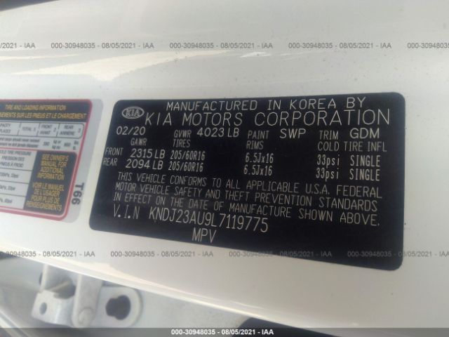 Photo 8 VIN: KNDJ23AU9L7119775 - KIA SOUL 