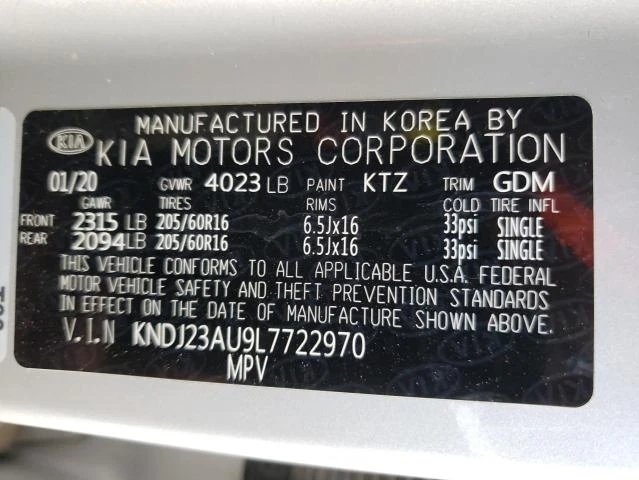 Photo 11 VIN: KNDJ23AU9L7722970 - KIA SOUL LX 