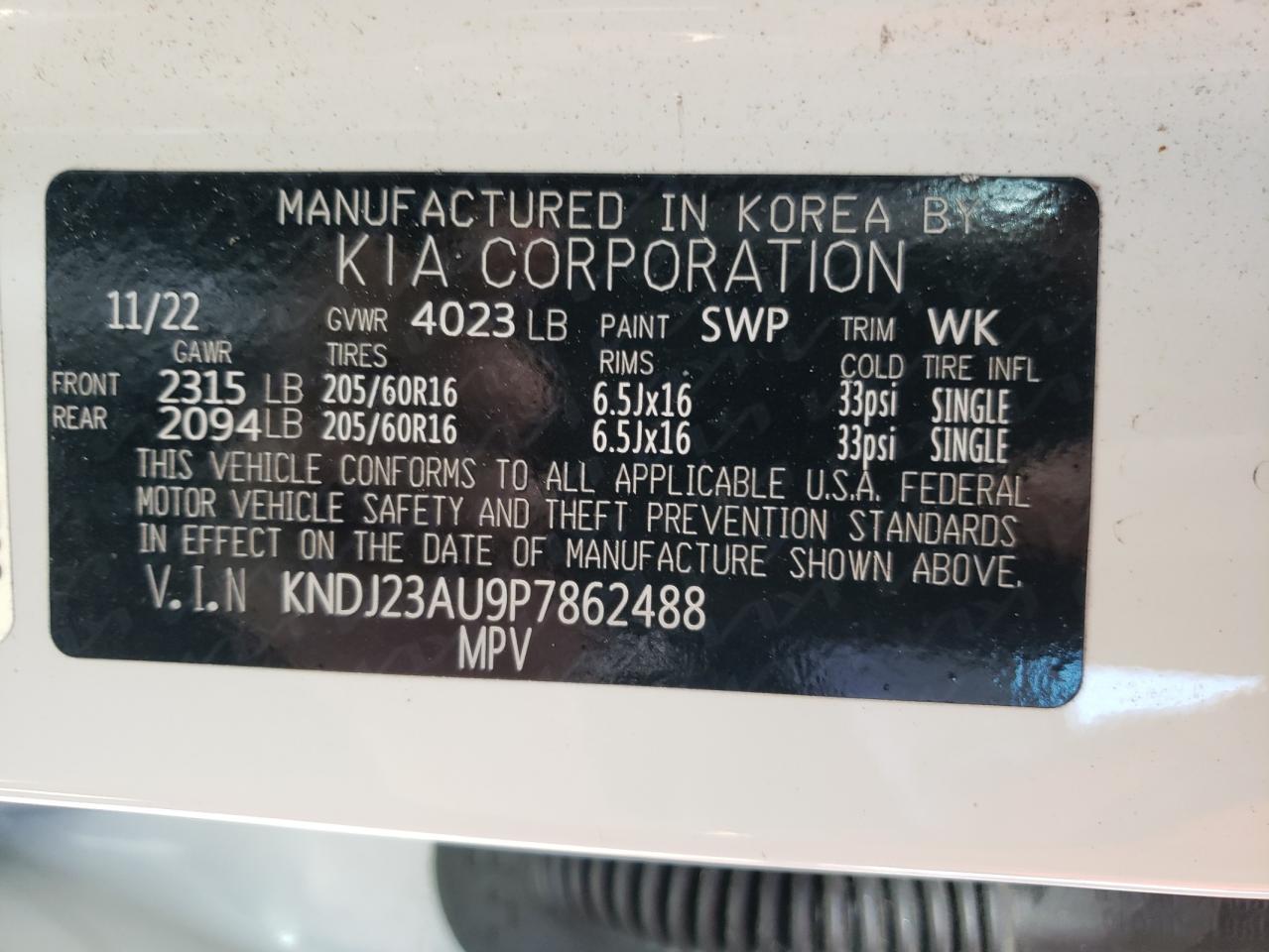 Photo 12 VIN: KNDJ23AU9P7862488 - KIA SOUL 