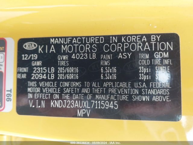 Photo 8 VIN: KNDJ23AUXL7115945 - KIA SOUL 