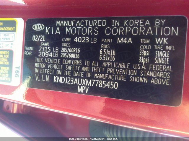 Photo 8 VIN: KNDJ23AUXM7785450 - KIA SOUL 