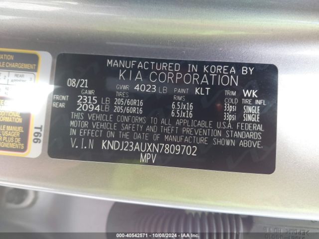 Photo 8 VIN: KNDJ23AUXN7809702 - KIA SOUL 