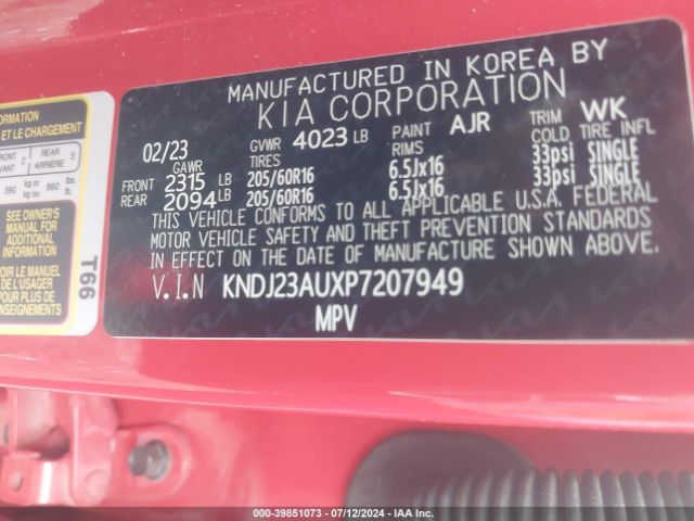 Photo 8 VIN: KNDJ23AUXP7207949 - KIA SOUL 