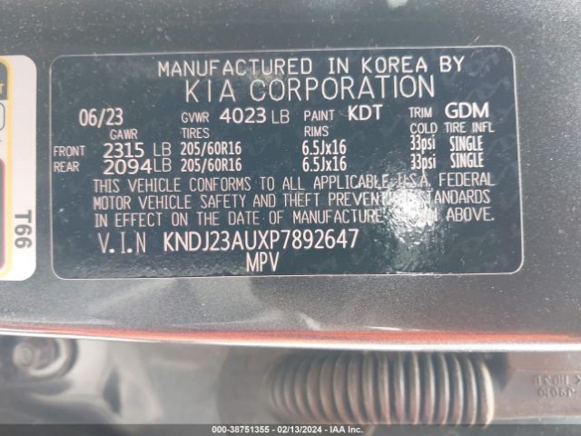 Photo 8 VIN: KNDJ23AUXP7892647 - KIA SOUL 