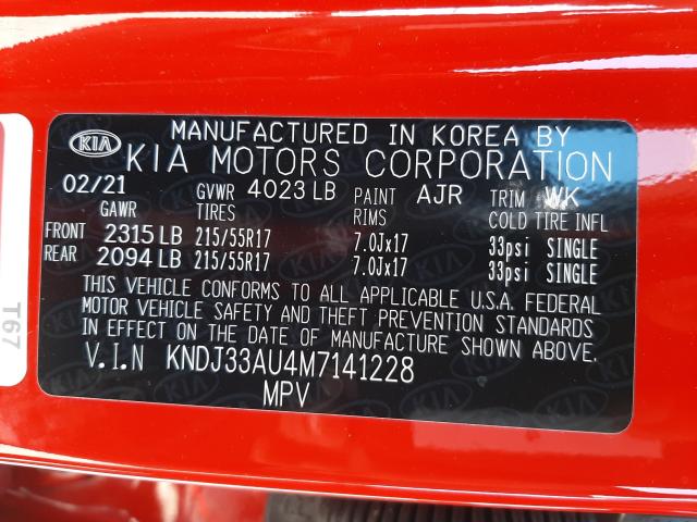 Photo 9 VIN: KNDJ33AU4M7141228 - KIA SOUL EX 