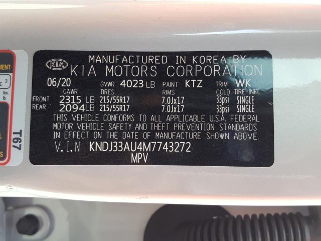 Photo 9 VIN: KNDJ33AU4M7743272 - KIA SOUL EX 