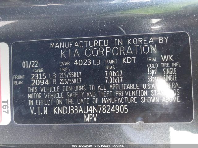 Photo 8 VIN: KNDJ33AU4N7824905 - KIA SOUL 