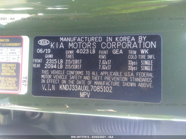 Photo 8 VIN: KNDJ33AUXL7085102 - KIA SOUL 