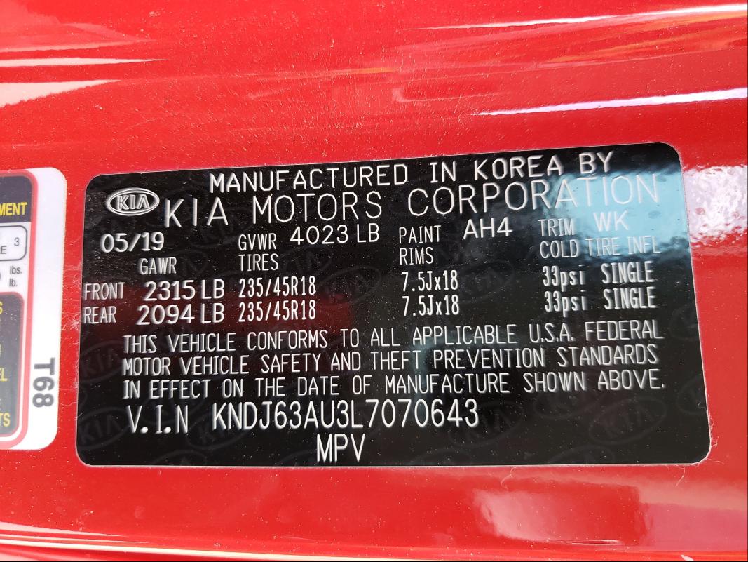 Photo 9 VIN: KNDJ63AU3L7070643 - KIA SOUL GT LI 