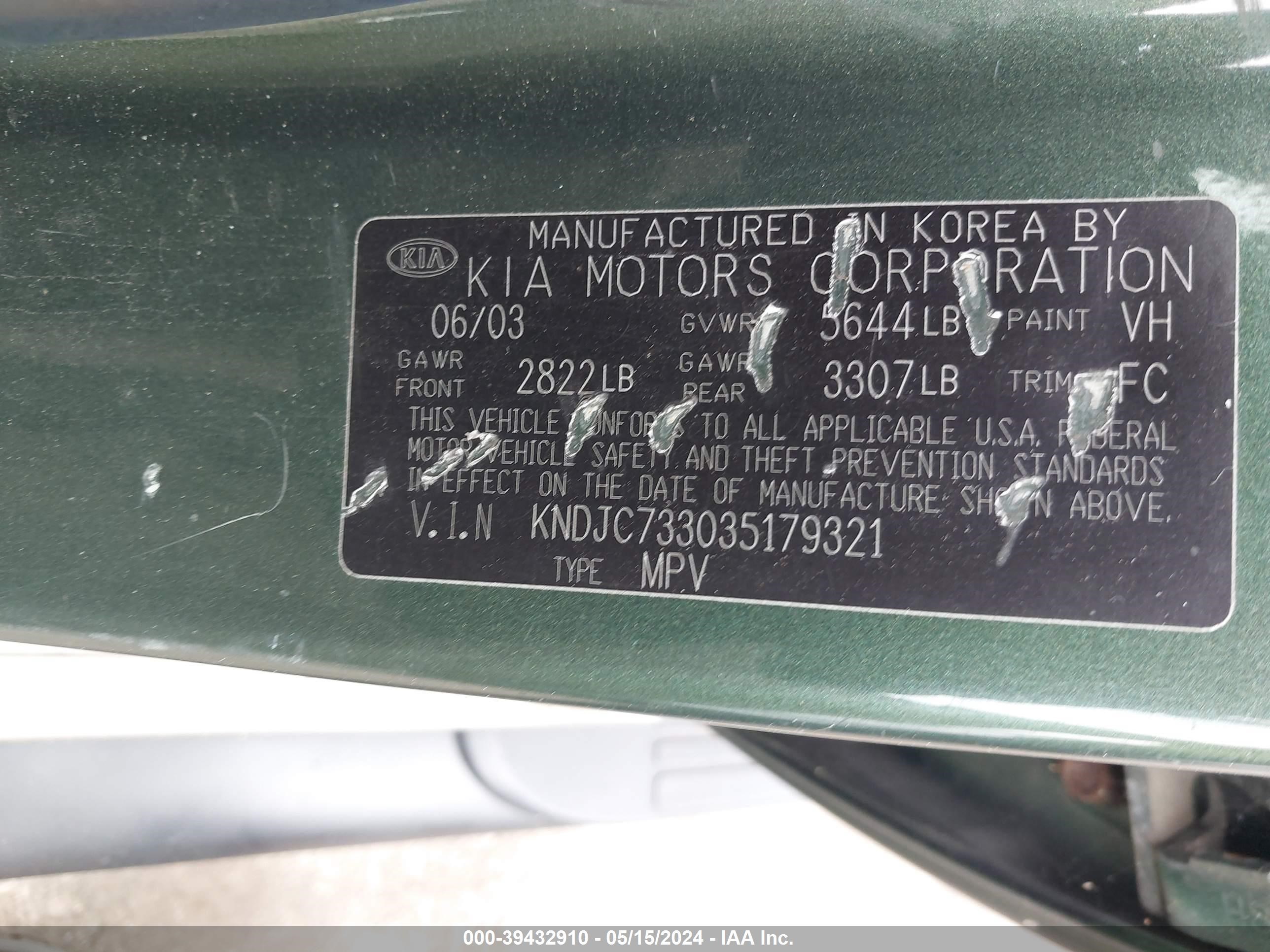 Photo 8 VIN: KNDJC733035179321 - KIA SORENTO 