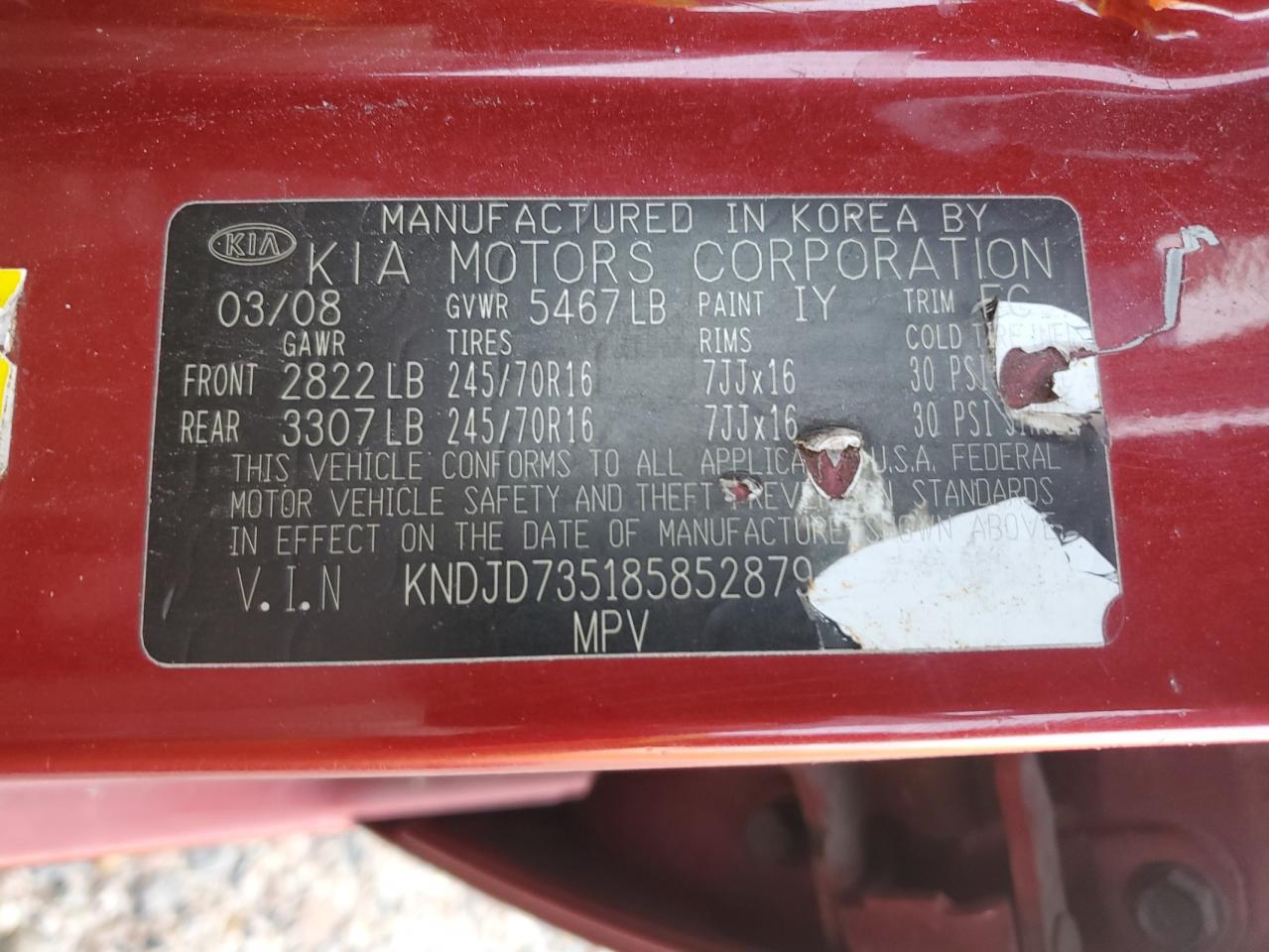 Photo 11 VIN: KNDJD735185852879 - KIA SORENTO 