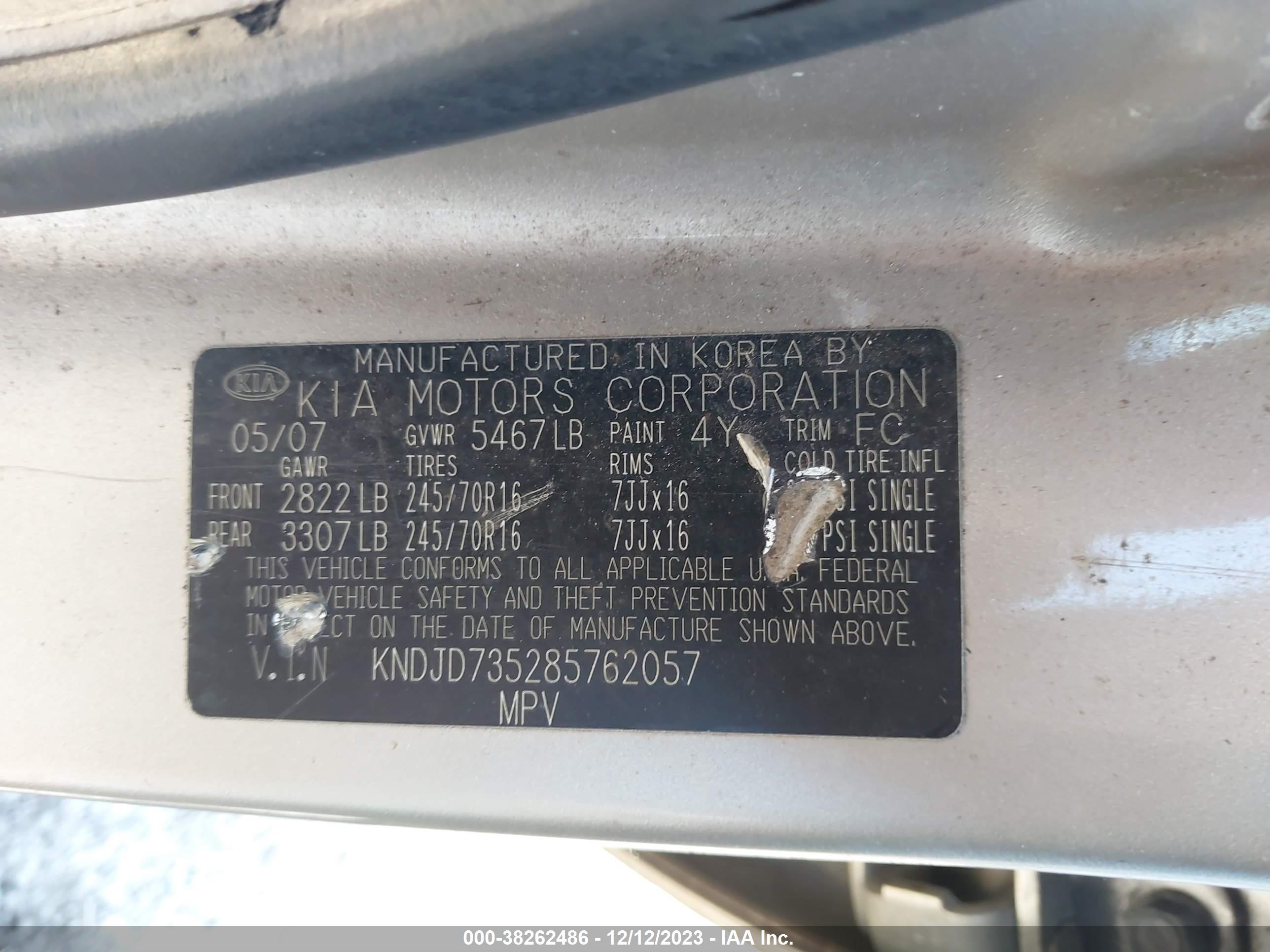 Photo 8 VIN: KNDJD735285762057 - KIA SORENTO 