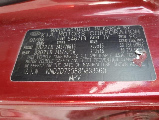 Photo 12 VIN: KNDJD735885833360 - KIA SORENTO 