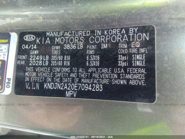 Photo 8 VIN: KNDJN2A20E7094283 - KIA SOUL 