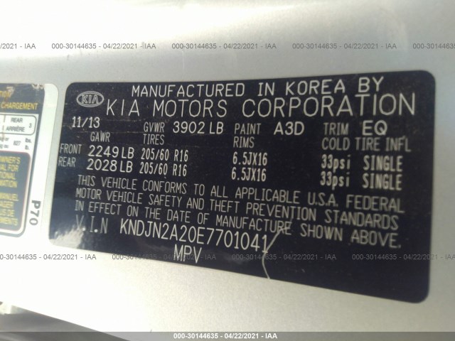 Photo 8 VIN: KNDJN2A20E7701041 - KIA SOUL 