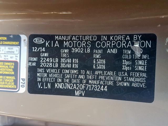 Photo 9 VIN: KNDJN2A20F7173244 - KIA SOUL 