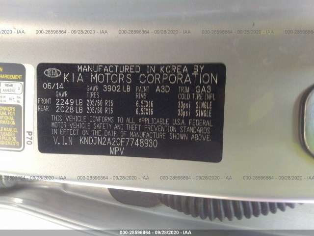 Photo 8 VIN: KNDJN2A20F7748930 - KIA SOUL 