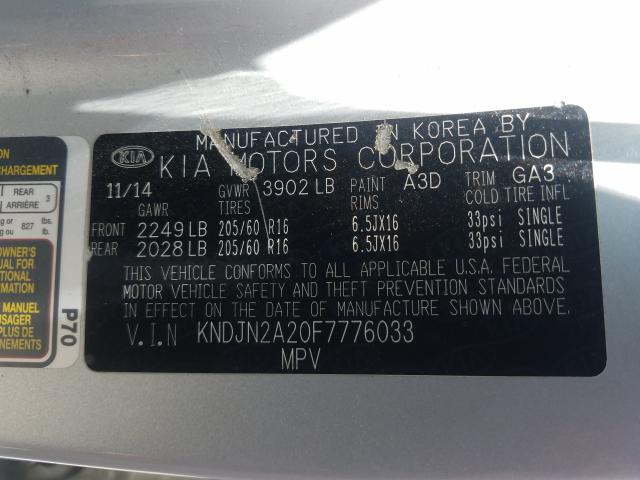 Photo 9 VIN: KNDJN2A20F7776033 - KIA SOUL 