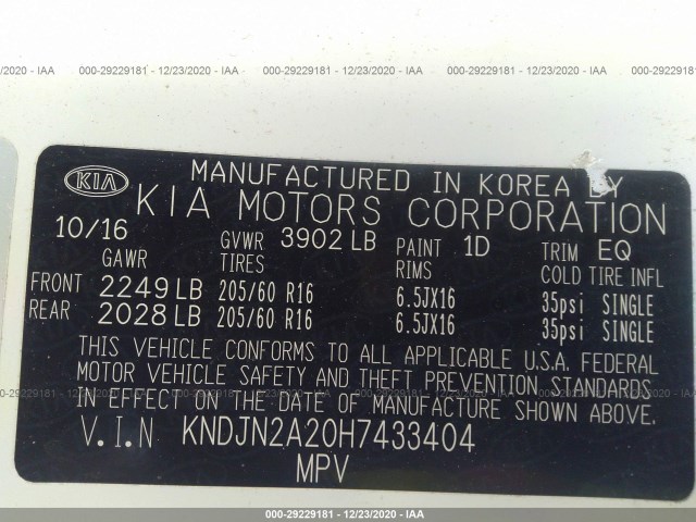 Photo 8 VIN: KNDJN2A20H7433404 - KIA SOUL 