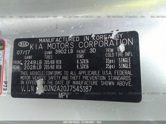 Photo 8 VIN: KNDJN2A20J7545187 - KIA SOUL 