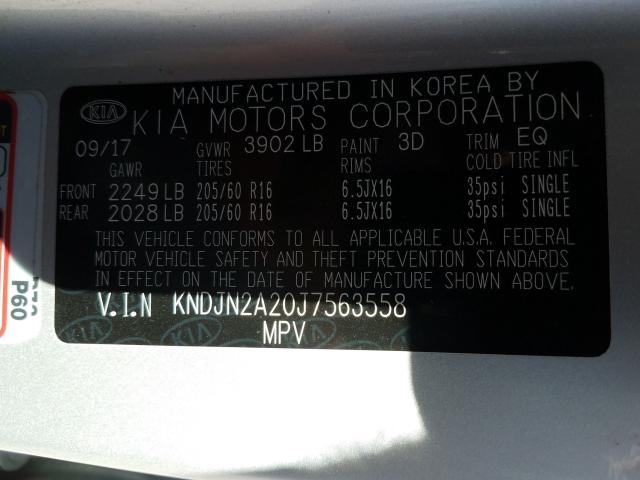 Photo 9 VIN: KNDJN2A20J7563558 - KIA SOUL 