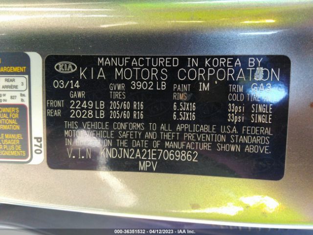 Photo 8 VIN: KNDJN2A21E7069862 - KIA SOUL 