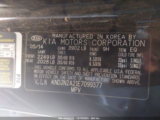 Photo 8 VIN: KNDJN2A21E7099377 - KIA SOUL 