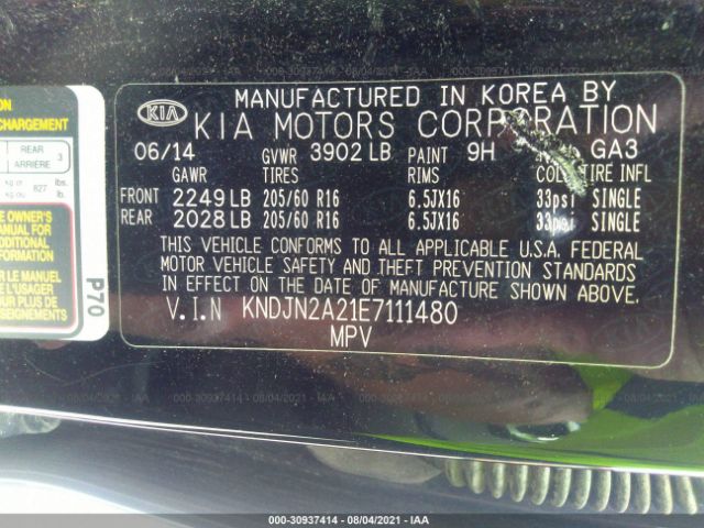 Photo 8 VIN: KNDJN2A21E7111480 - KIA SOUL 