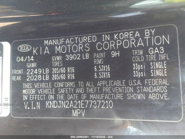 Photo 8 VIN: KNDJN2A21E7737210 - KIA SOUL 