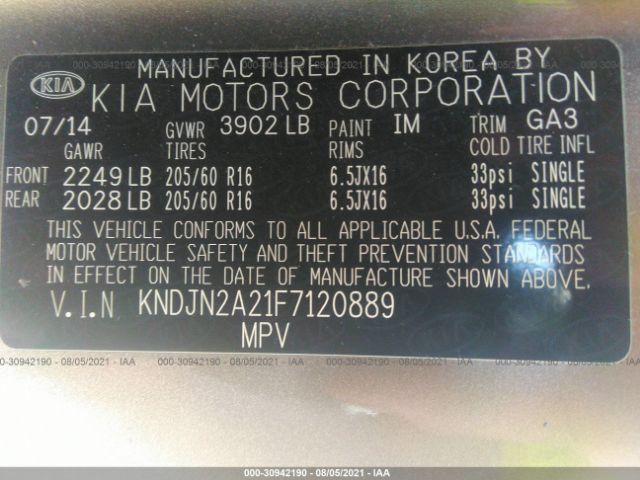 Photo 8 VIN: KNDJN2A21F7120889 - KIA SOUL 