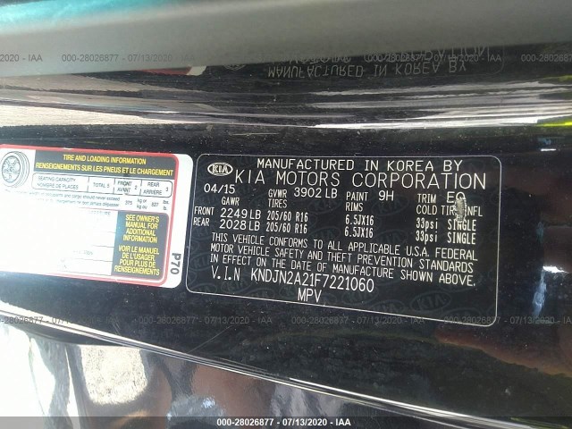 Photo 8 VIN: KNDJN2A21F7221060 - KIA SOUL 