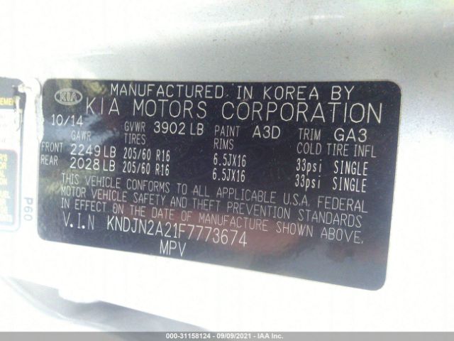 Photo 8 VIN: KNDJN2A21F7773674 - KIA SOUL 