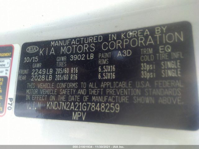 Photo 8 VIN: KNDJN2A21G7848259 - KIA SOUL 