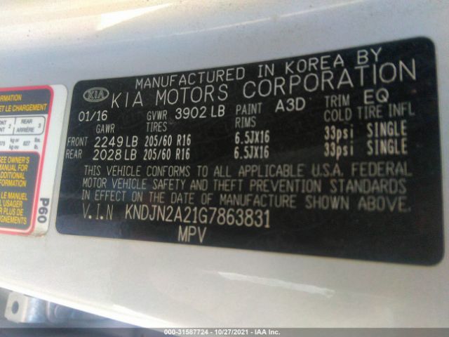 Photo 8 VIN: KNDJN2A21G7863831 - KIA SOUL 