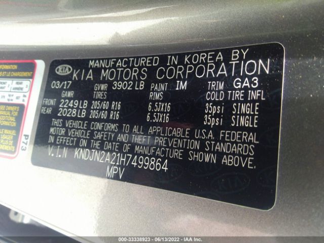 Photo 8 VIN: KNDJN2A21H7499864 - KIA SOUL 