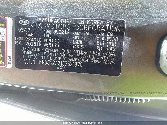 Photo 8 VIN: KNDJN2A21J7521870 - KIA SOUL 