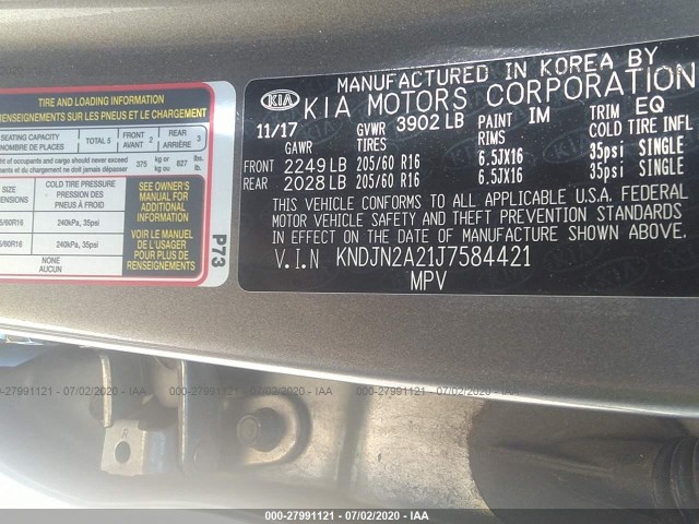 Photo 8 VIN: KNDJN2A21J7584421 - KIA SOUL 