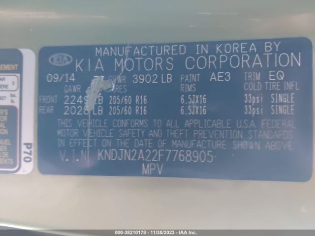 Photo 8 VIN: KNDJN2A22F7768905 - KIA SOUL 