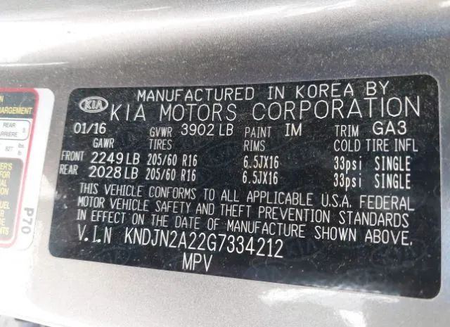 Photo 8 VIN: KNDJN2A22G7334212 - KIA SOUL 