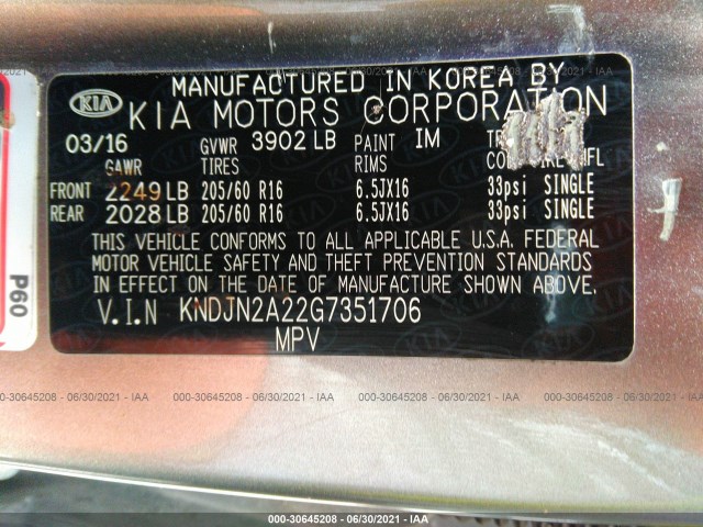 Photo 8 VIN: KNDJN2A22G7351706 - KIA SOUL 