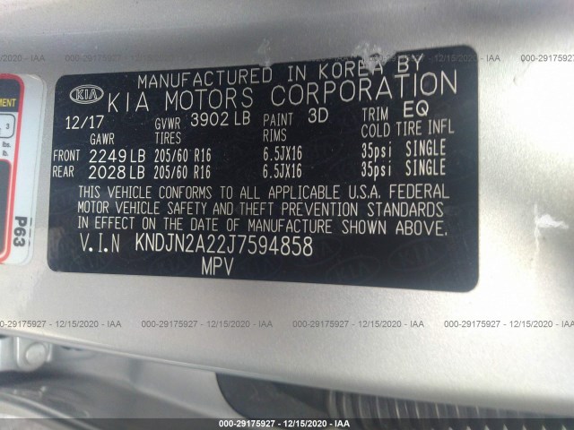 Photo 8 VIN: KNDJN2A22J7594858 - KIA SOUL 