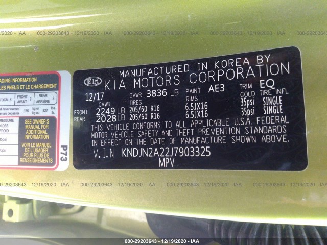 Photo 8 VIN: KNDJN2A22J7903325 - KIA SOUL 