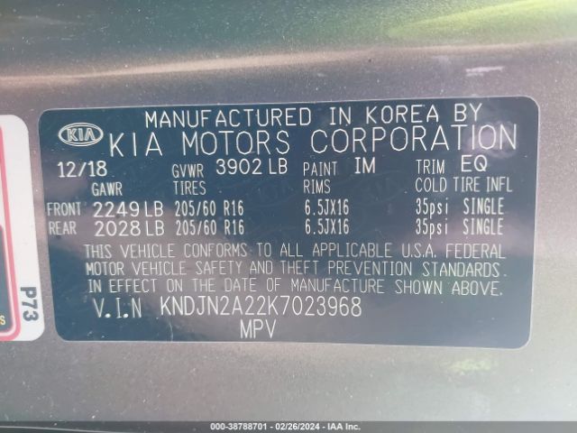 Photo 8 VIN: KNDJN2A22K7023968 - KIA SOUL 