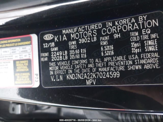 Photo 8 VIN: KNDJN2A22K7024599 - KIA SOUL 