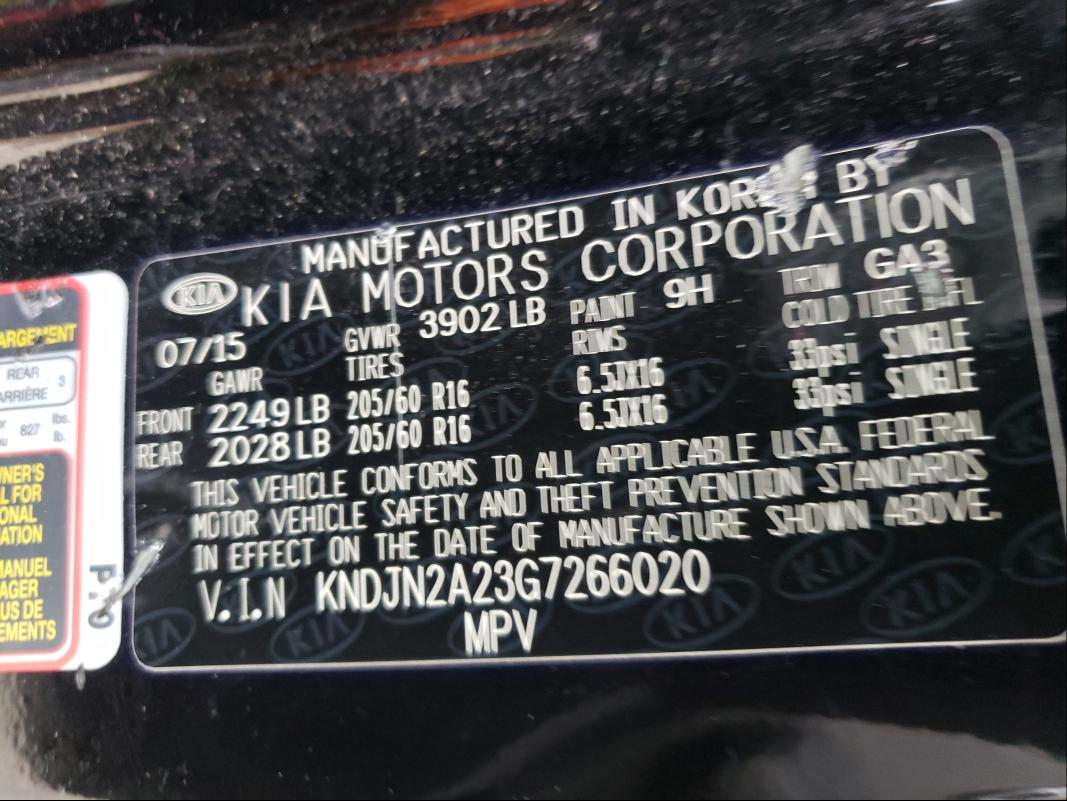 Photo 9 VIN: KNDJN2A23G7266020 - KIA SOUL 