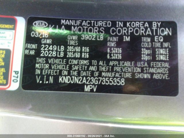 Photo 8 VIN: KNDJN2A23G7355358 - KIA SOUL 