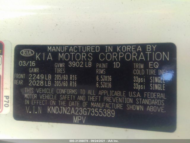 Photo 8 VIN: KNDJN2A23G7355389 - KIA SOUL 